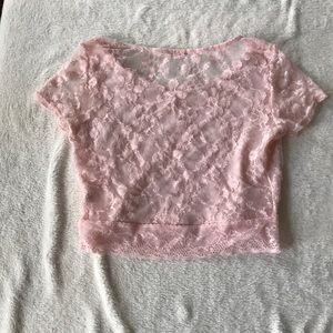 Pink lace crop top